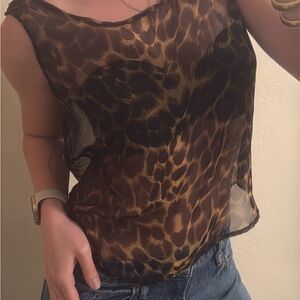 Leopard Print Sheer Top